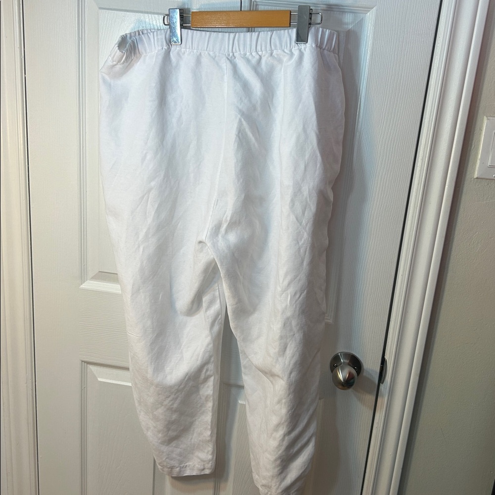 Eileen Fisher Women's White Tencel & Organic Linen Slub Easy Pant size XL - Picture 7 of 10